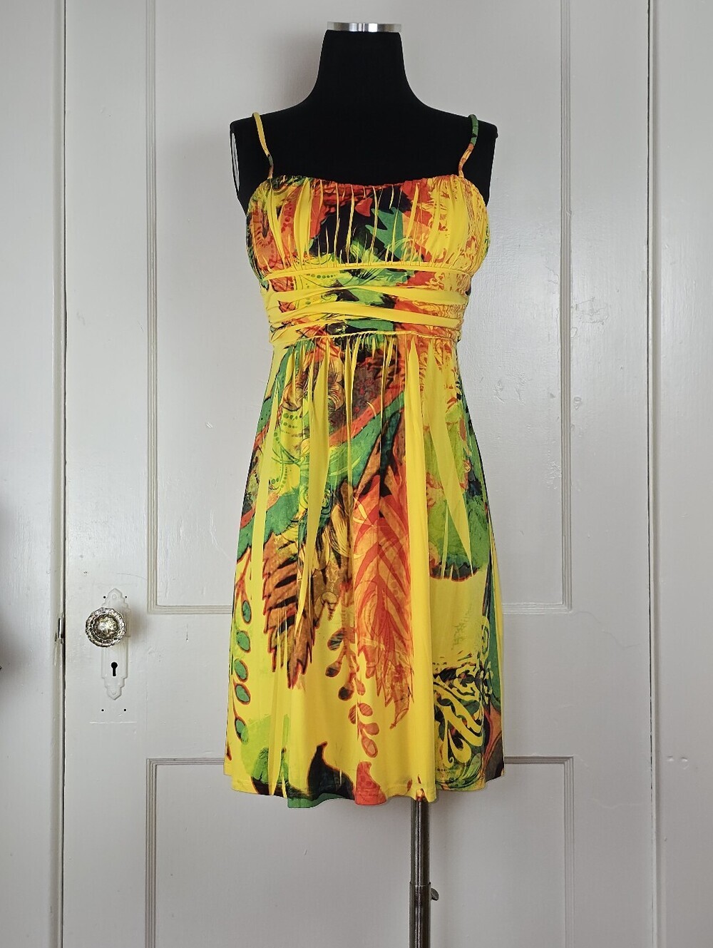 Vintage City Studio Yellow Tropical 90's Y2K Party Dress S/M